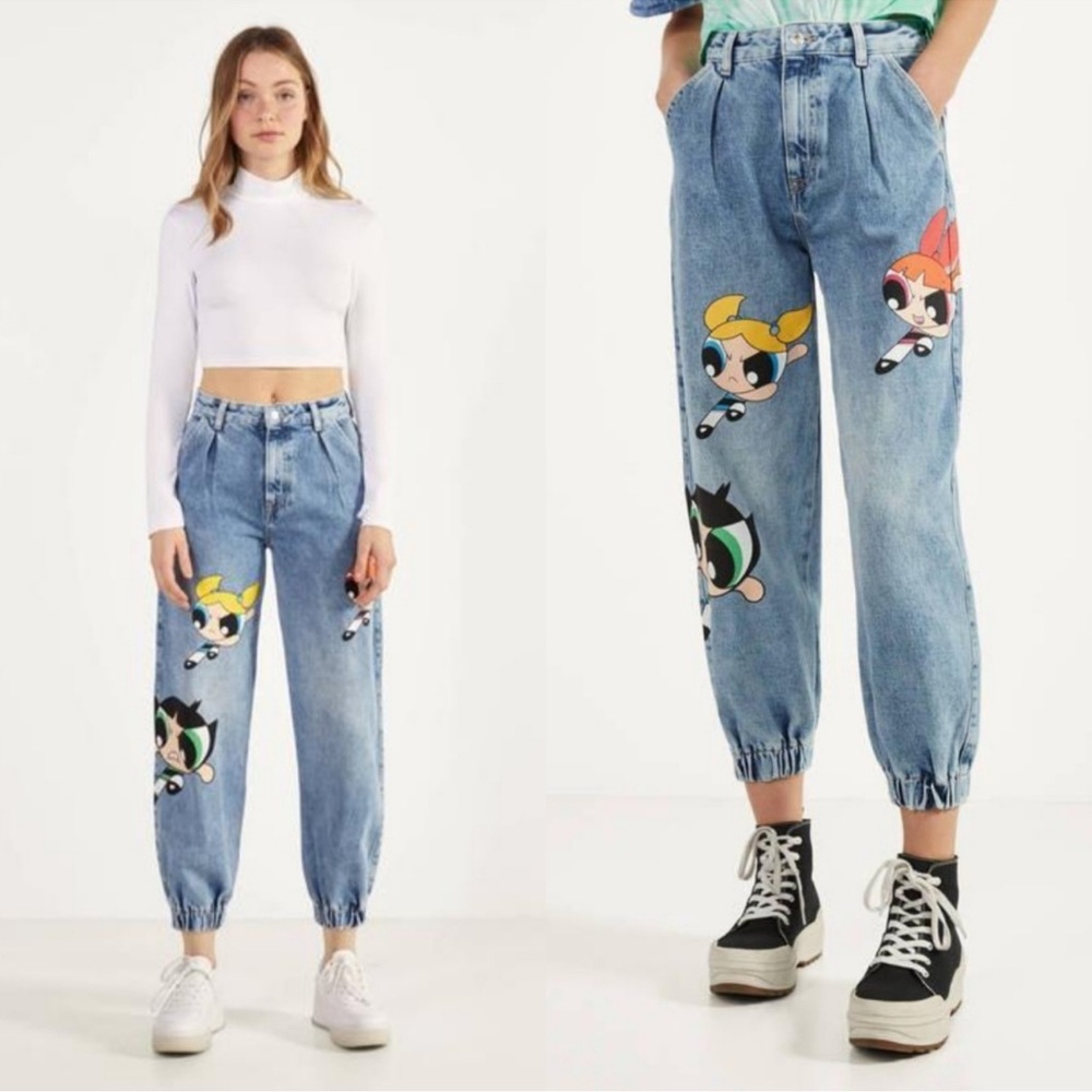Bershka Power Puff Ankle Cropped Jeans